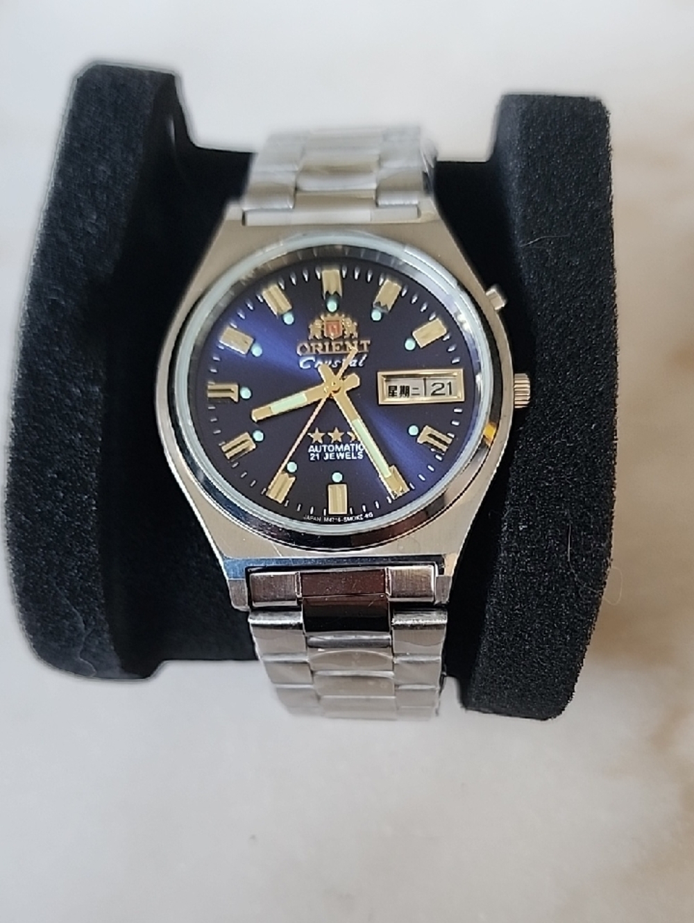 Orient Crystal Unisex Automatic Watch - Blue Dial, Silver Bracelet